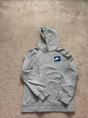 Nike Grey Hoodie with Blue Patch Logo